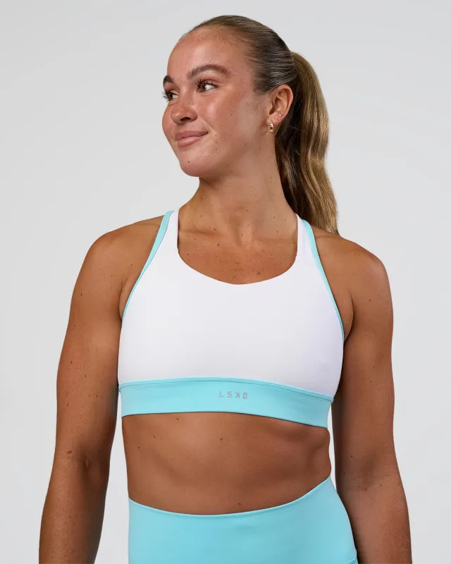 Distinction Sports Bra 2.0 - White-Baltic Sea sold by LSKD