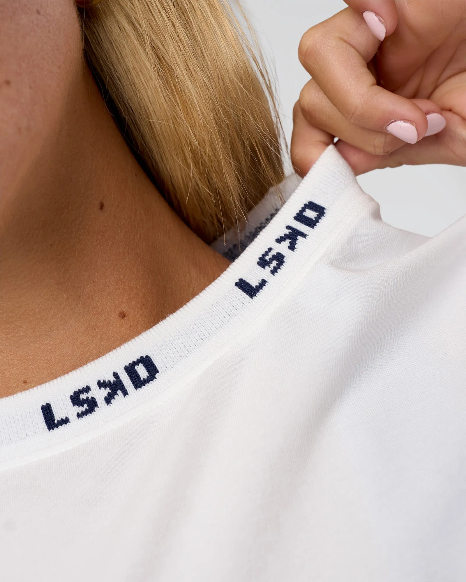 Go-To FLXCotton Oversized Deviation Tee - White-Future Navy sold by LSKD product image thumbnail 3