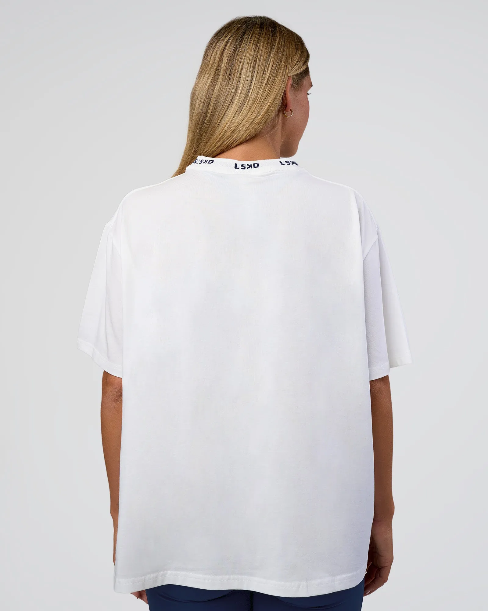 Go-To FLXCotton Oversized Deviation Tee - White-Future Navy sold by LSKD product image thumbnail 4