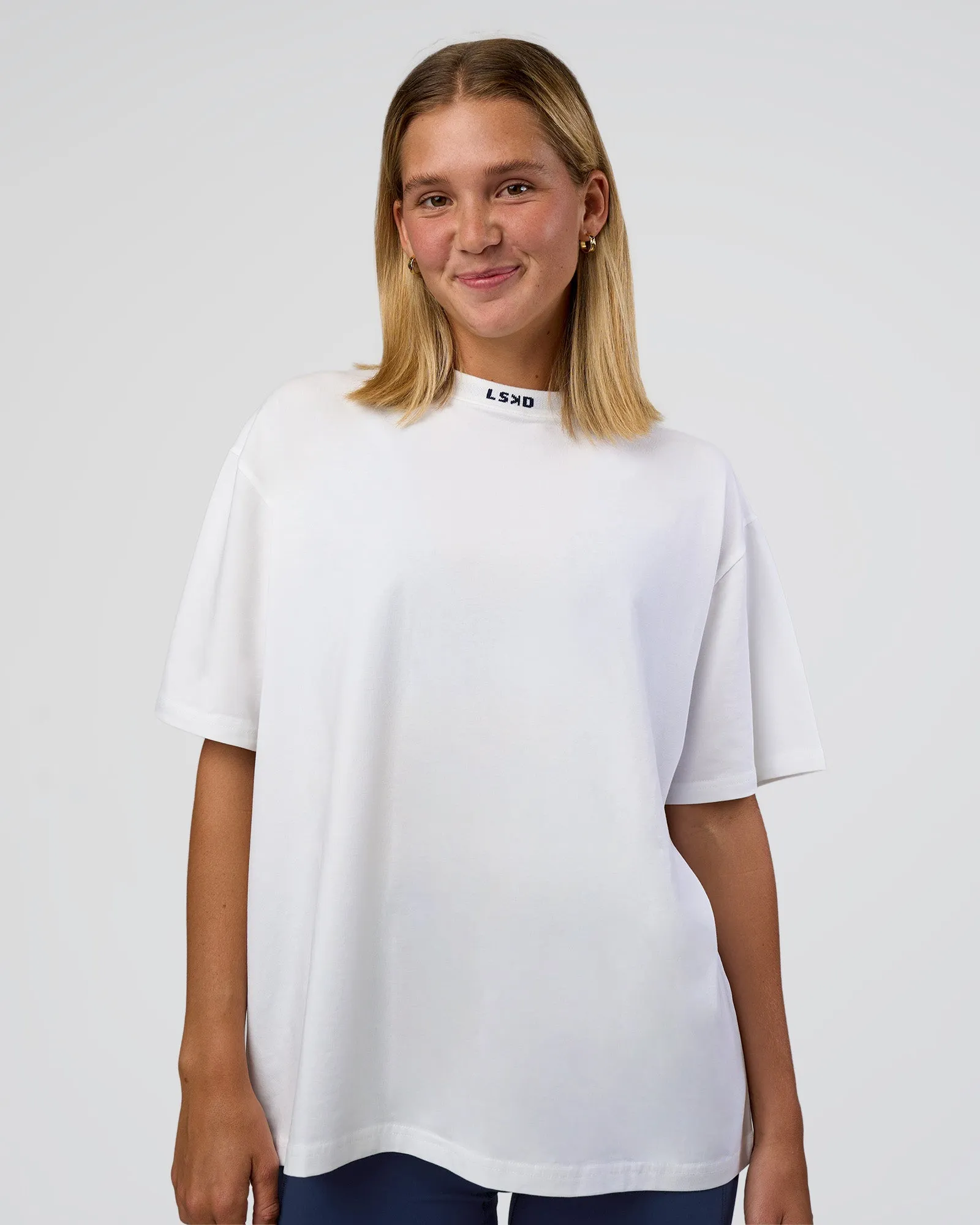 Go-To FLXCotton Oversized Deviation Tee - White-Future Navy sold by LSKD product image thumbnail 2