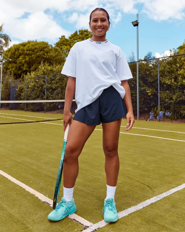 Go-To FLXCotton Oversized Deviation Tee - White-Future Navy made by LSKD