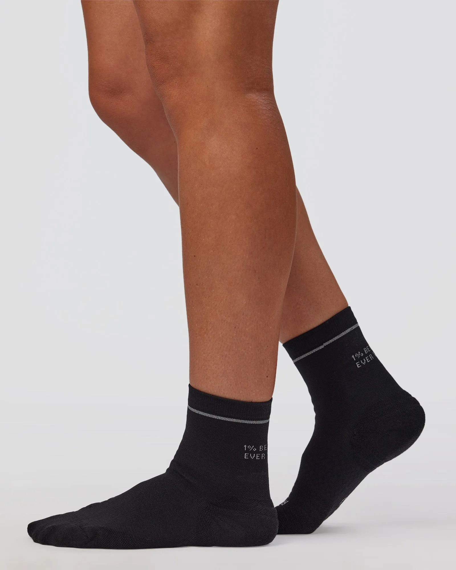 1% Better Performance Quarter Socks - Black-Reflective sold by LSKD