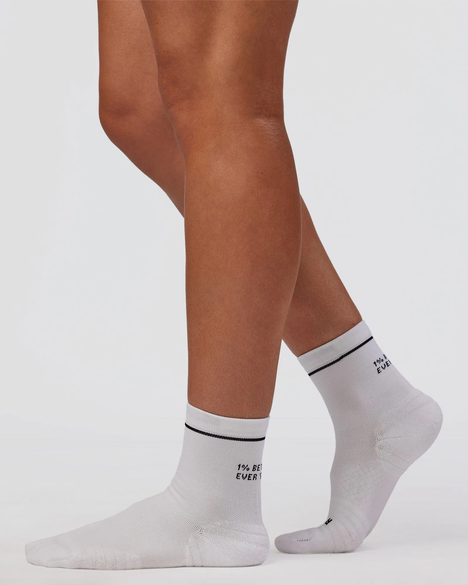 1% Better Performance Quarter Socks - White-Black sold by LSKD