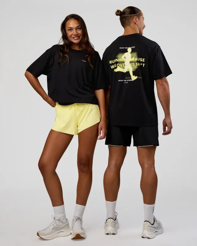 High Run FLXCotton Oversized Tee - Black-Yellow Fizz sold by LSKD