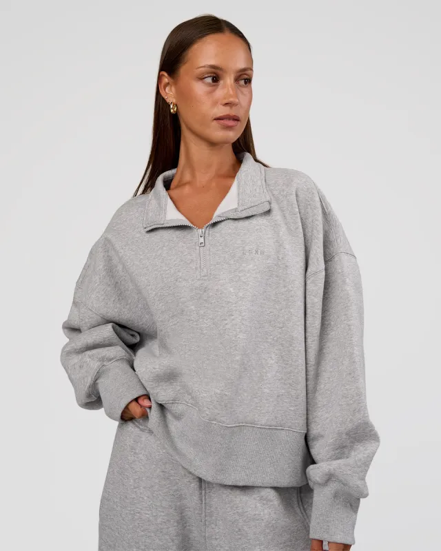 MVP 1/2 Zip Oversized Sweater - Light Grey Marl sold by LSKD