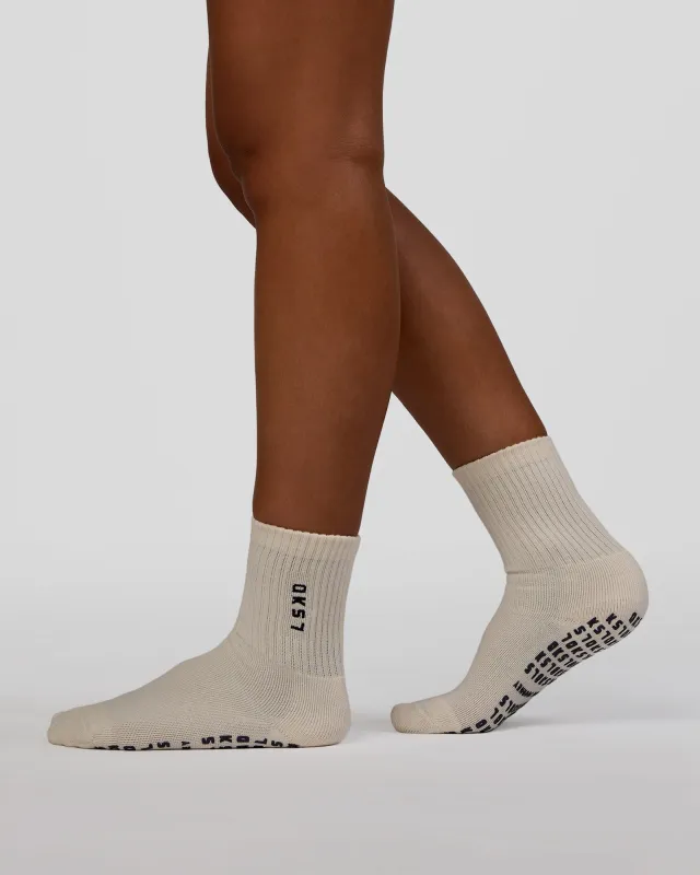 Signal Pilates Crew Grip Socks 2.0 - Off White-Future Navy sold by LSKD