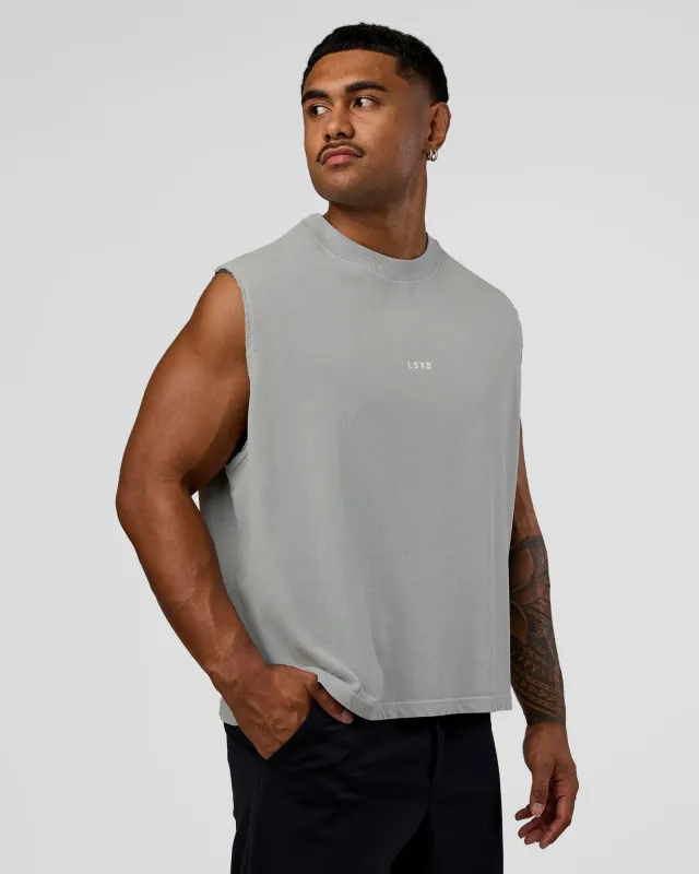 Oversized Heavyweight Boxed Tank - Light Grey Marl sold by LSKD