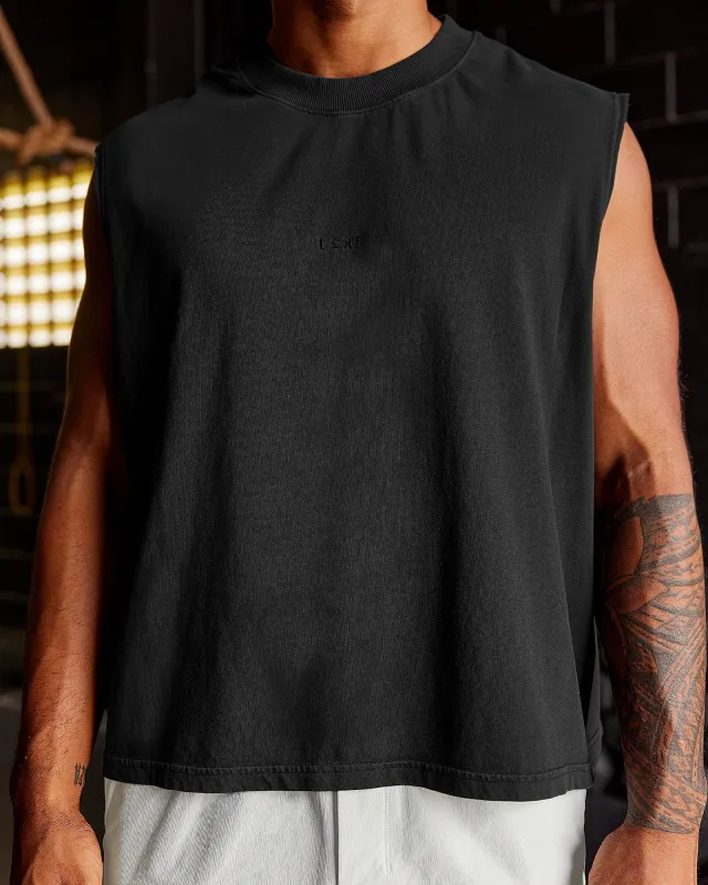 Oversized Heavyweight Boxed Tank - Washed Black sold by LSKD