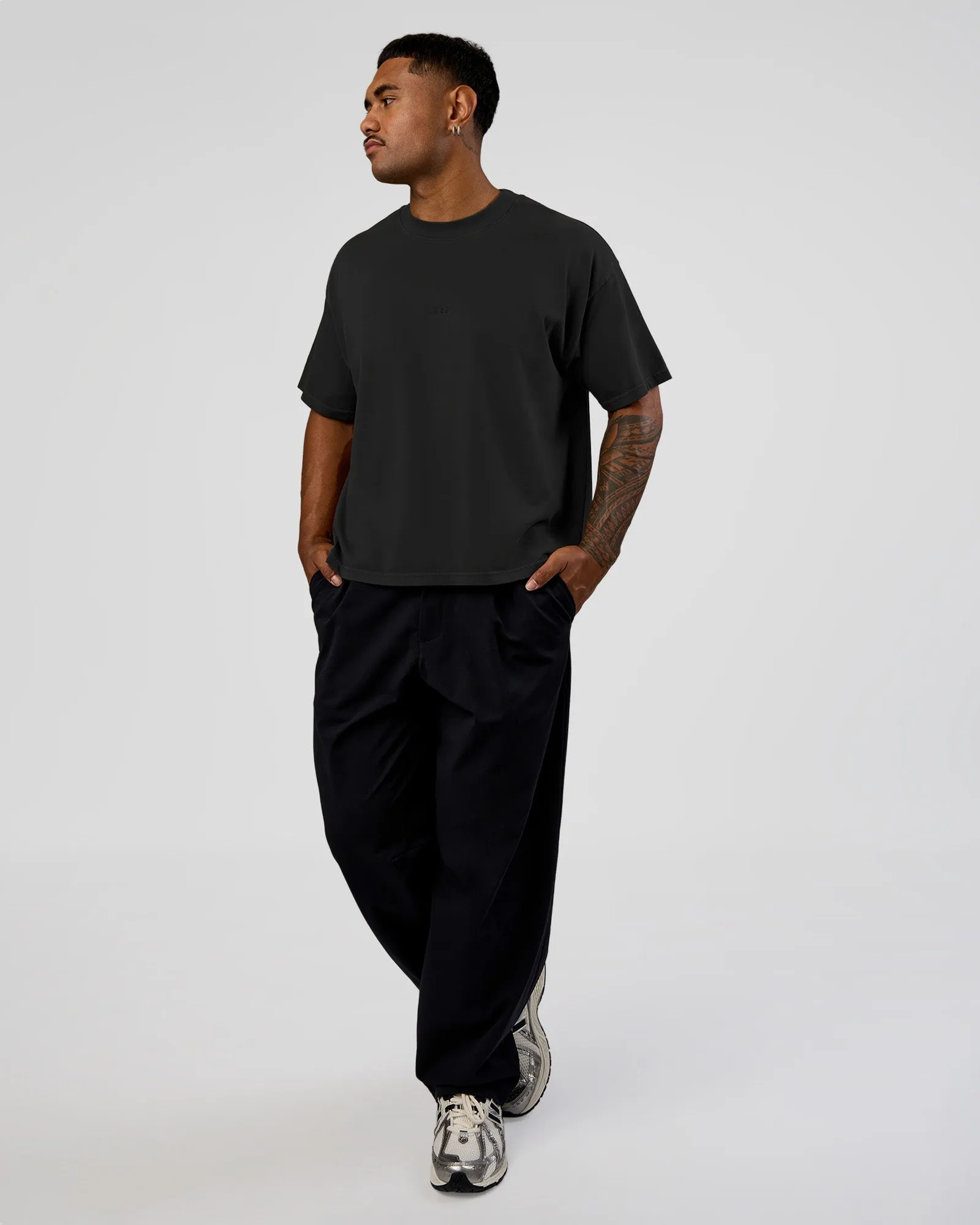 Oversized Heavyweight Boxed Tee - Washed Black sold by LSKD product image thumbnail 5