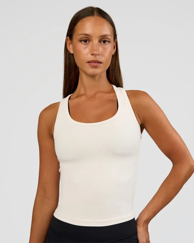 Flow Rib Scoop Neck Tank - Off White sold by LSKD