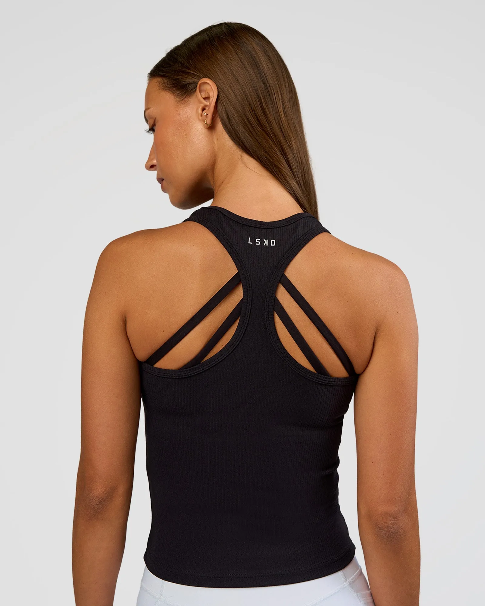 Flow Rib Scoop Neck Tank - Black sold by LSKD product image thumbnail 3