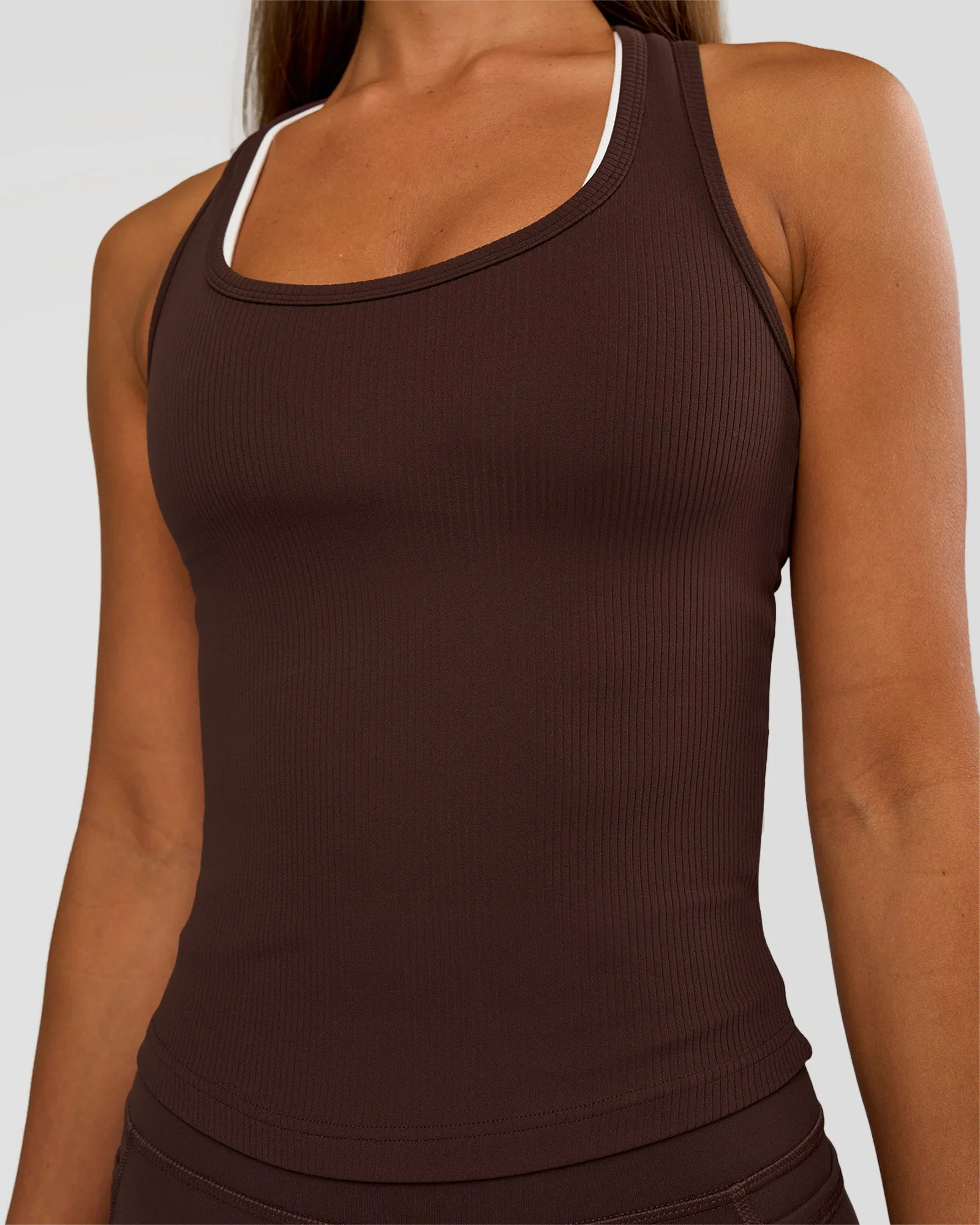 Flow Rib Scoop Neck Tank - Hot Chocolate sold by LSKD product image thumbnail 5