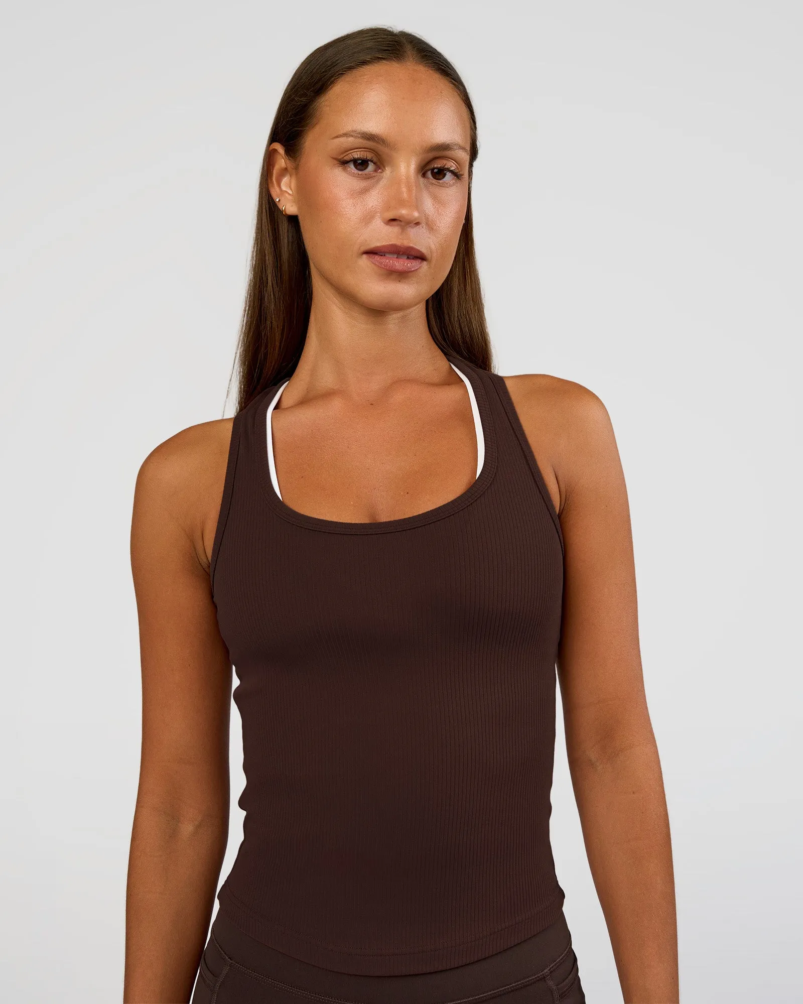Flow Rib Scoop Neck Tank - Hot Chocolate sold by LSKD