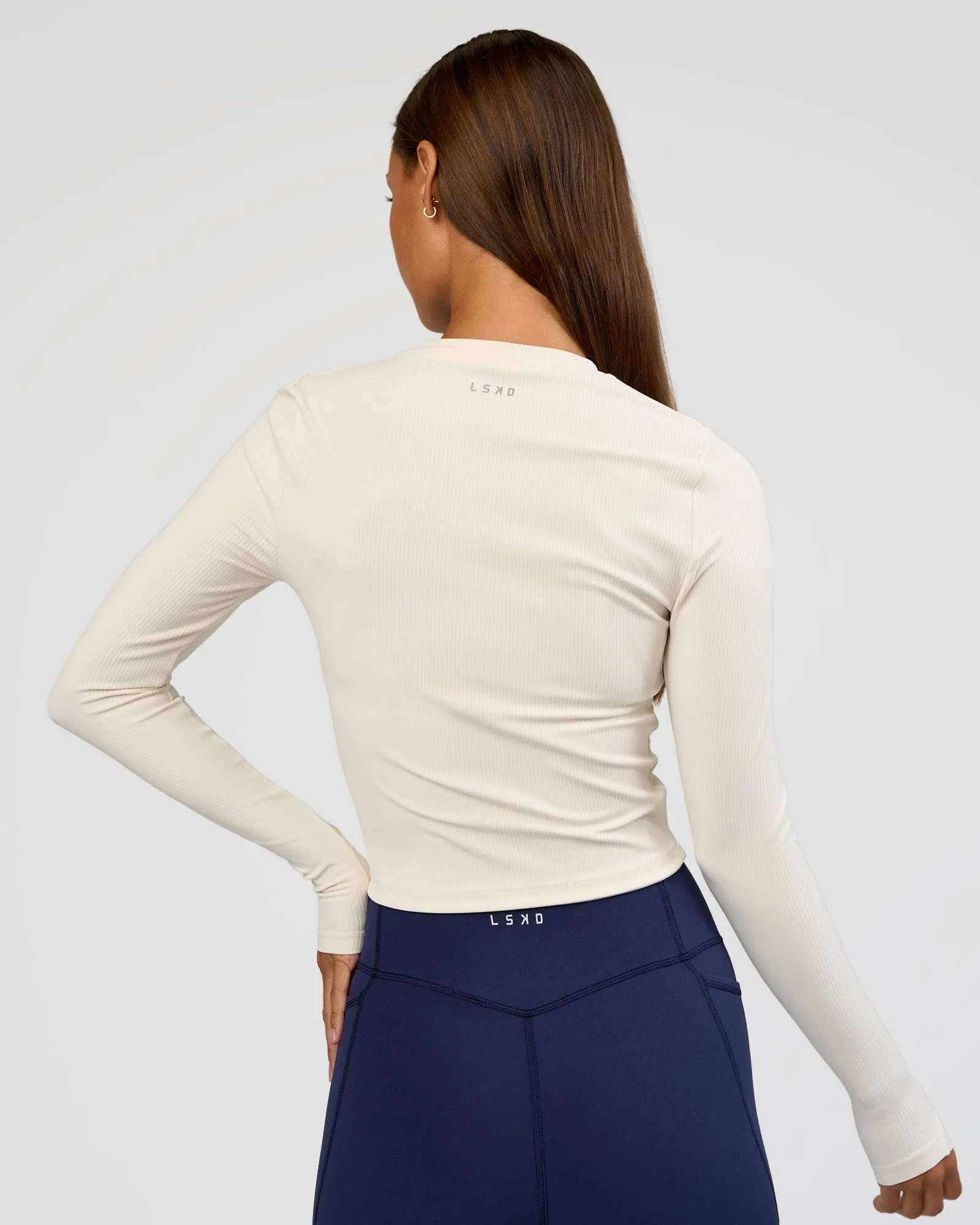 Flow Rib Long Sleeve Tee - Off White sold by LSKD product image thumbnail 3