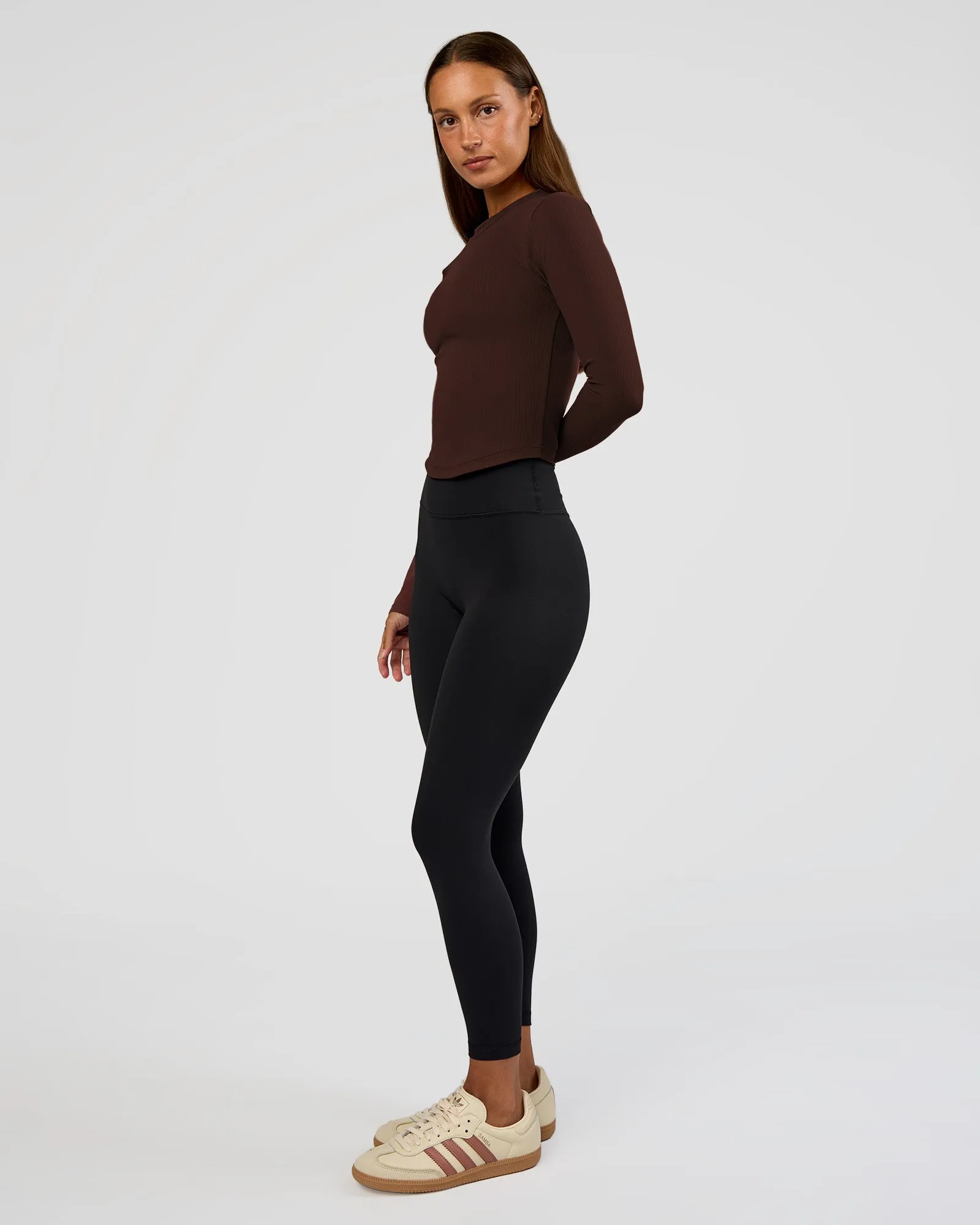 Flow Rib Long Sleeve Tee - Hot Chocolate sold by LSKD product image thumbnail 3