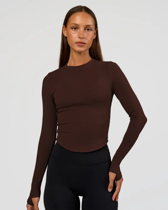 Flow Rib Long Sleeve Tee - Hot Chocolate sold by LSKD