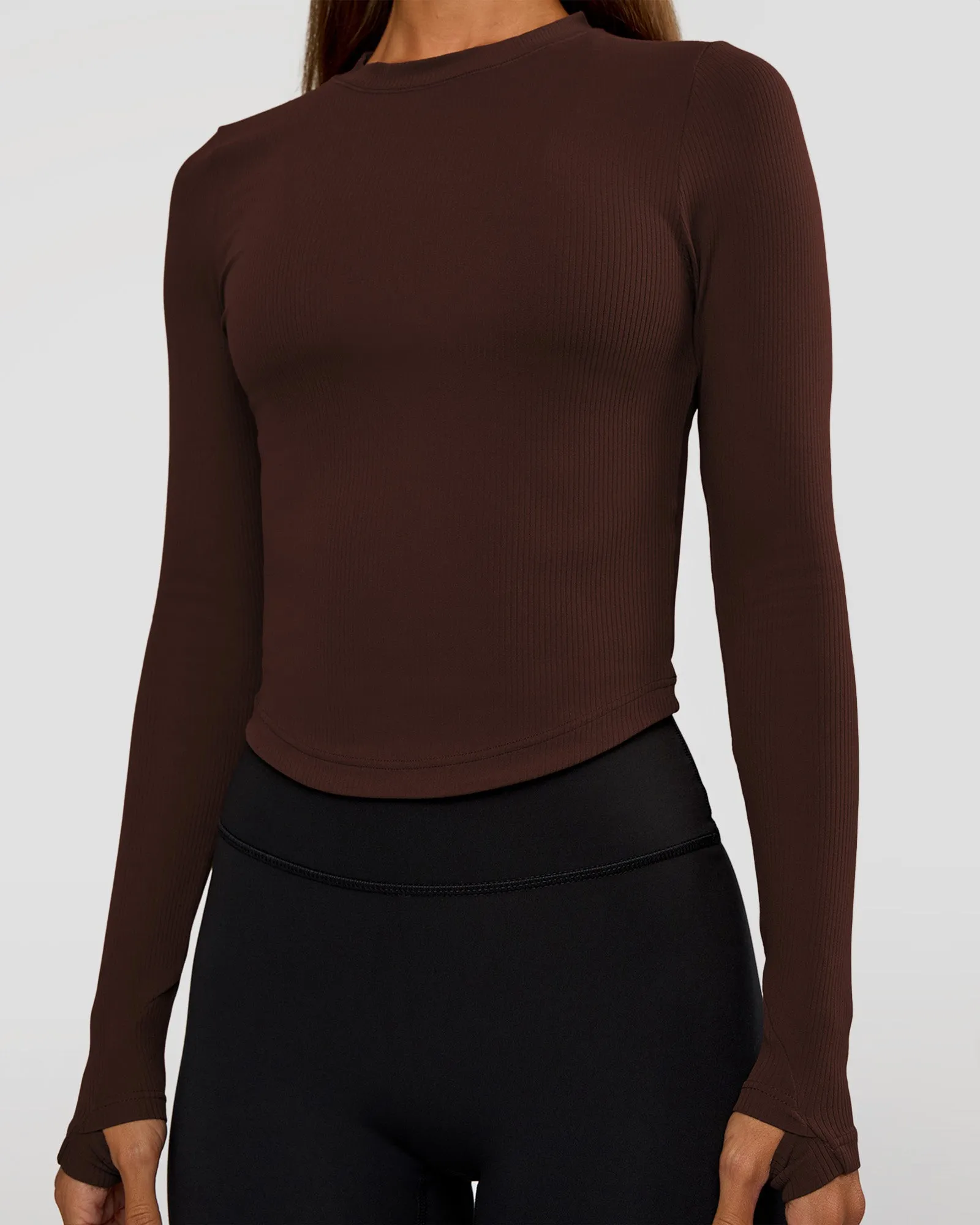 Flow Rib Long Sleeve Tee - Hot Chocolate sold by LSKD product image thumbnail 5