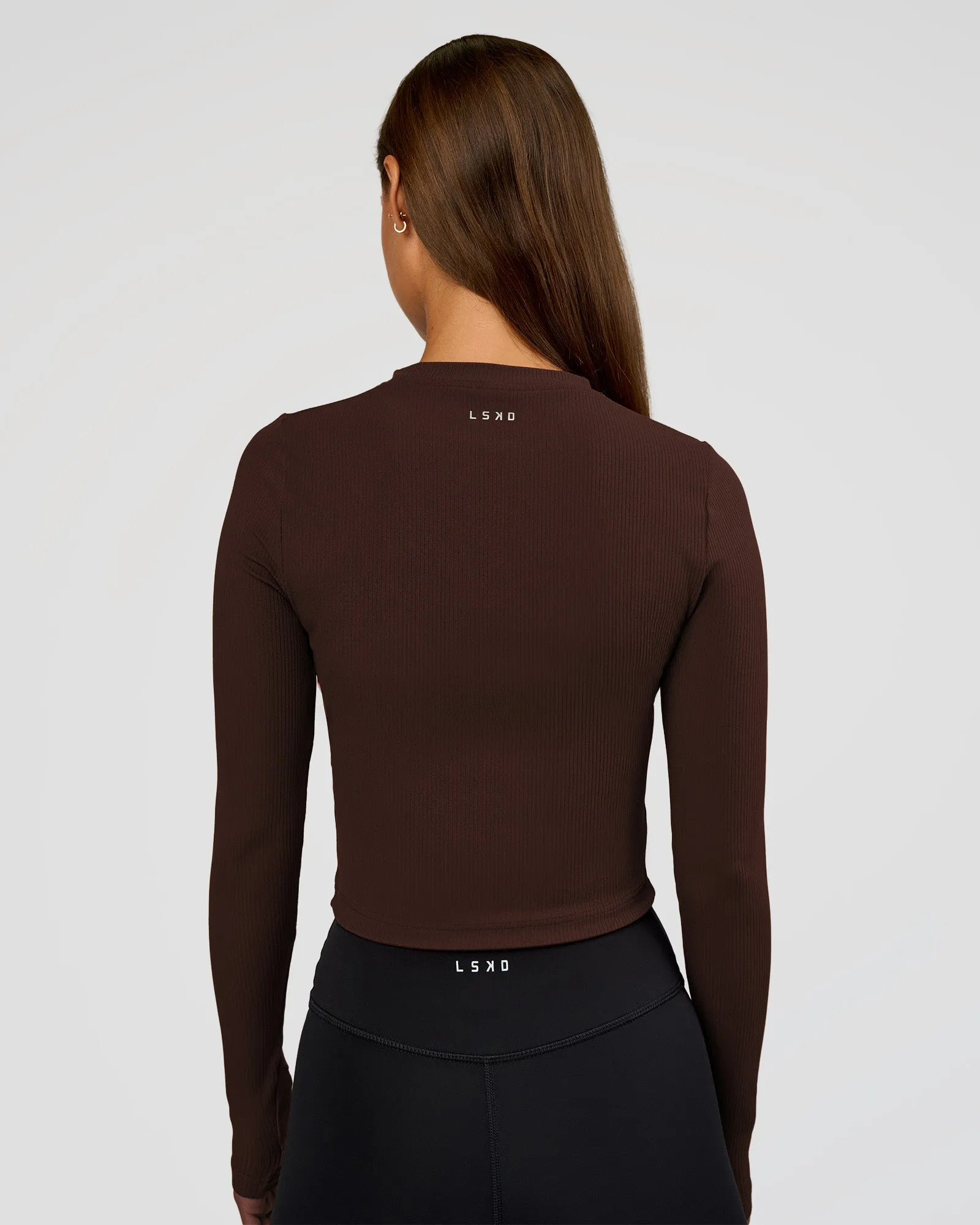 Flow Rib Long Sleeve Tee - Hot Chocolate sold by LSKD product image thumbnail 4