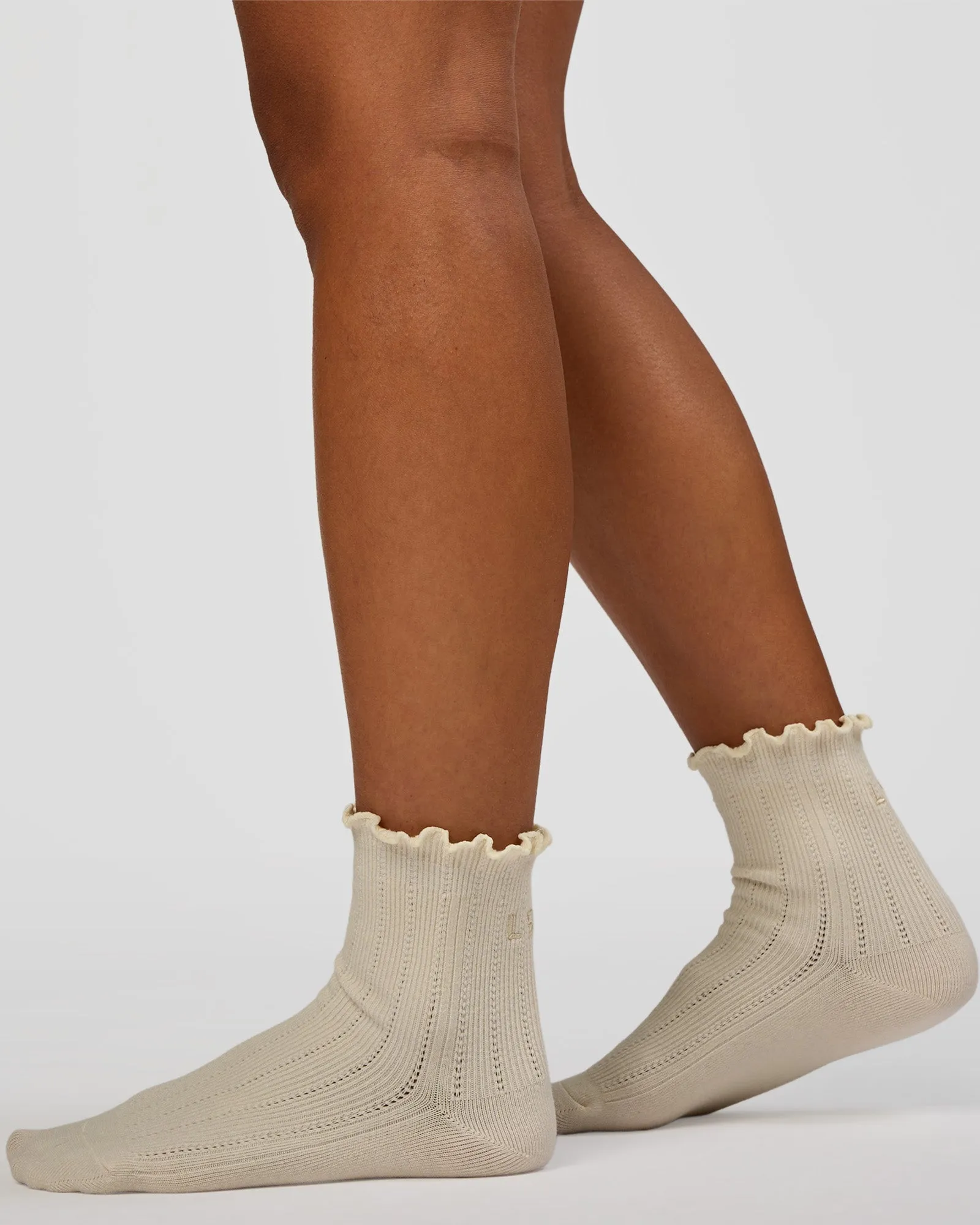 Frill Quarter Sock - Ivory sold by LSKD