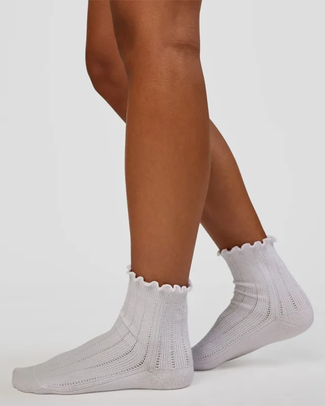 Frill Quarter Sock - White sold by LSKD
