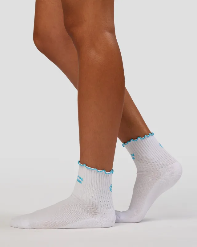 Trust The Process Frill Quarter Sock - White-Baltic Sea sold by LSKD