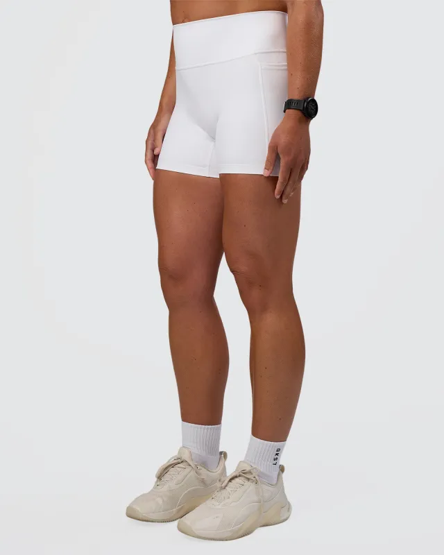 Fusion Ultra High-Rise 4" Short Pockets - White sold by LSKD
