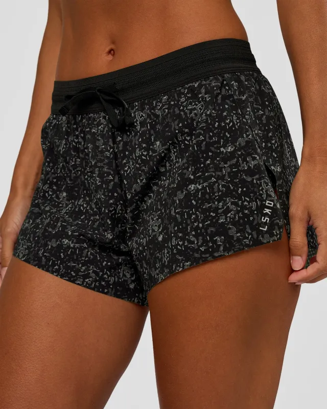 Accelerate 3" Mid-Rise Running Short - Energy Print Black sold by LSKD