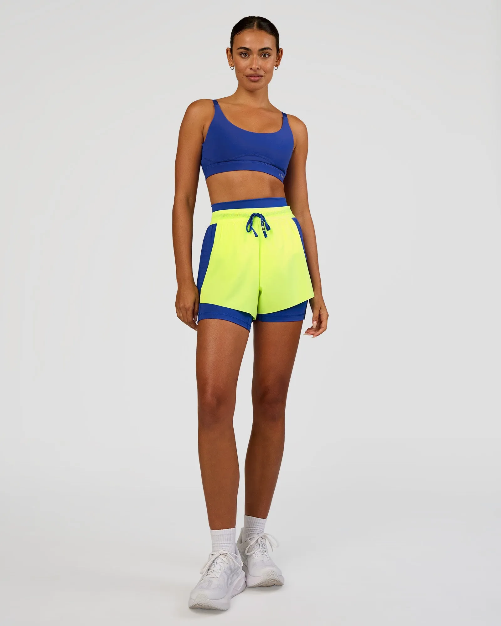 Accelerate 3" High-Rise Running Short - Electric Indigo-Lime Glo sold by LSKD product image thumbnail 5