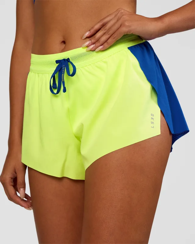 Accelerate 3" Mid-Rise Running Short - Electric Indigo-Lime Glo sold by LSKD