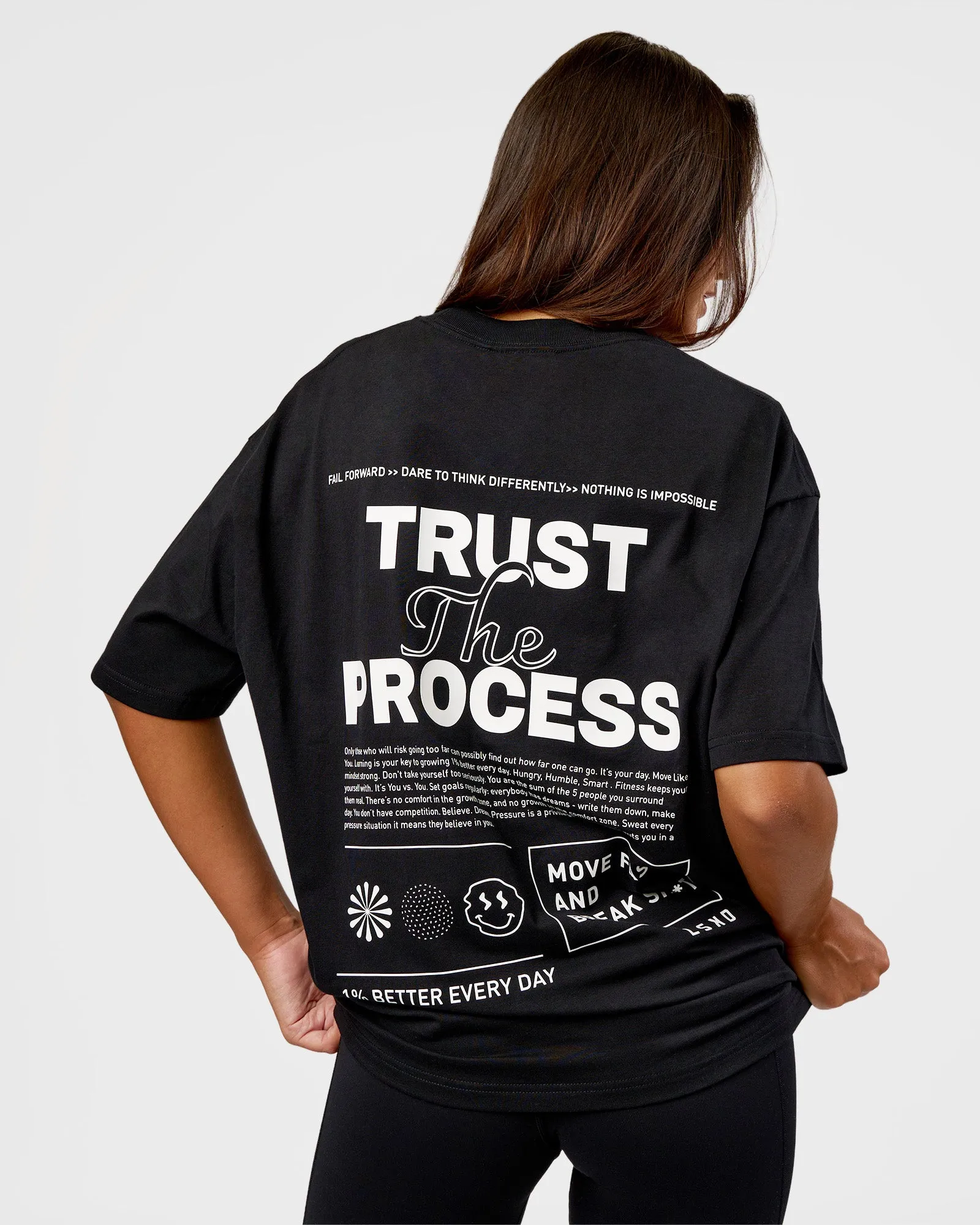 Trust The Process Heavyweight Unisex Oversized Tee - Black-White sold by LSKD product image thumbnail 4