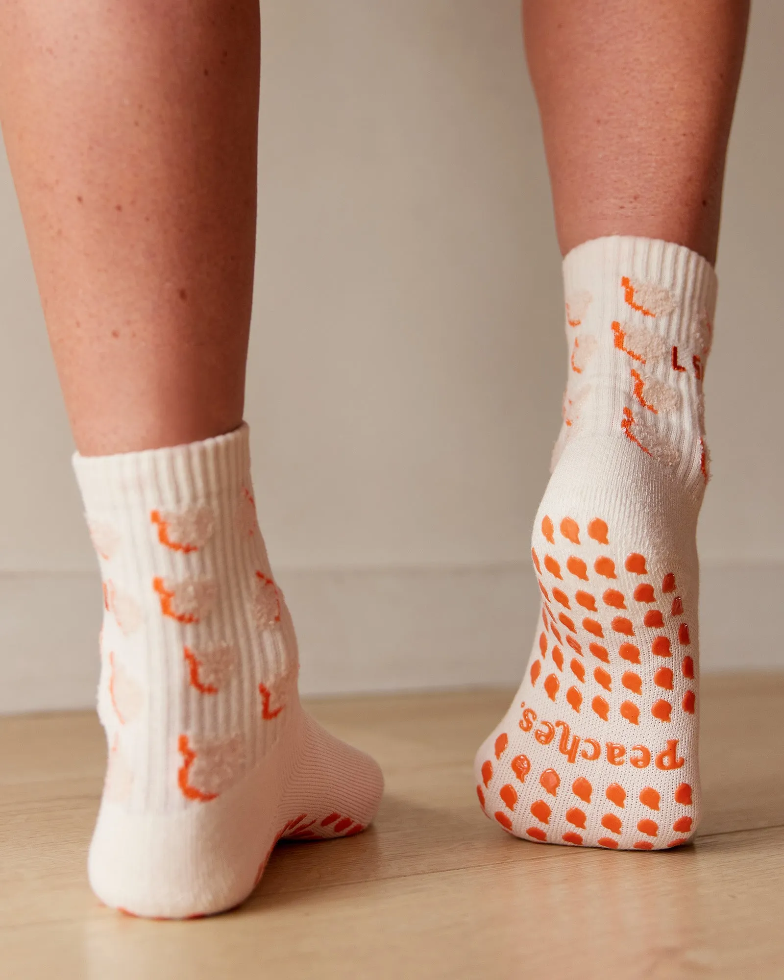 Love Peaches Pilates Grip Socks - Ivory-Orange sold by LSKD product image thumbnail 2
