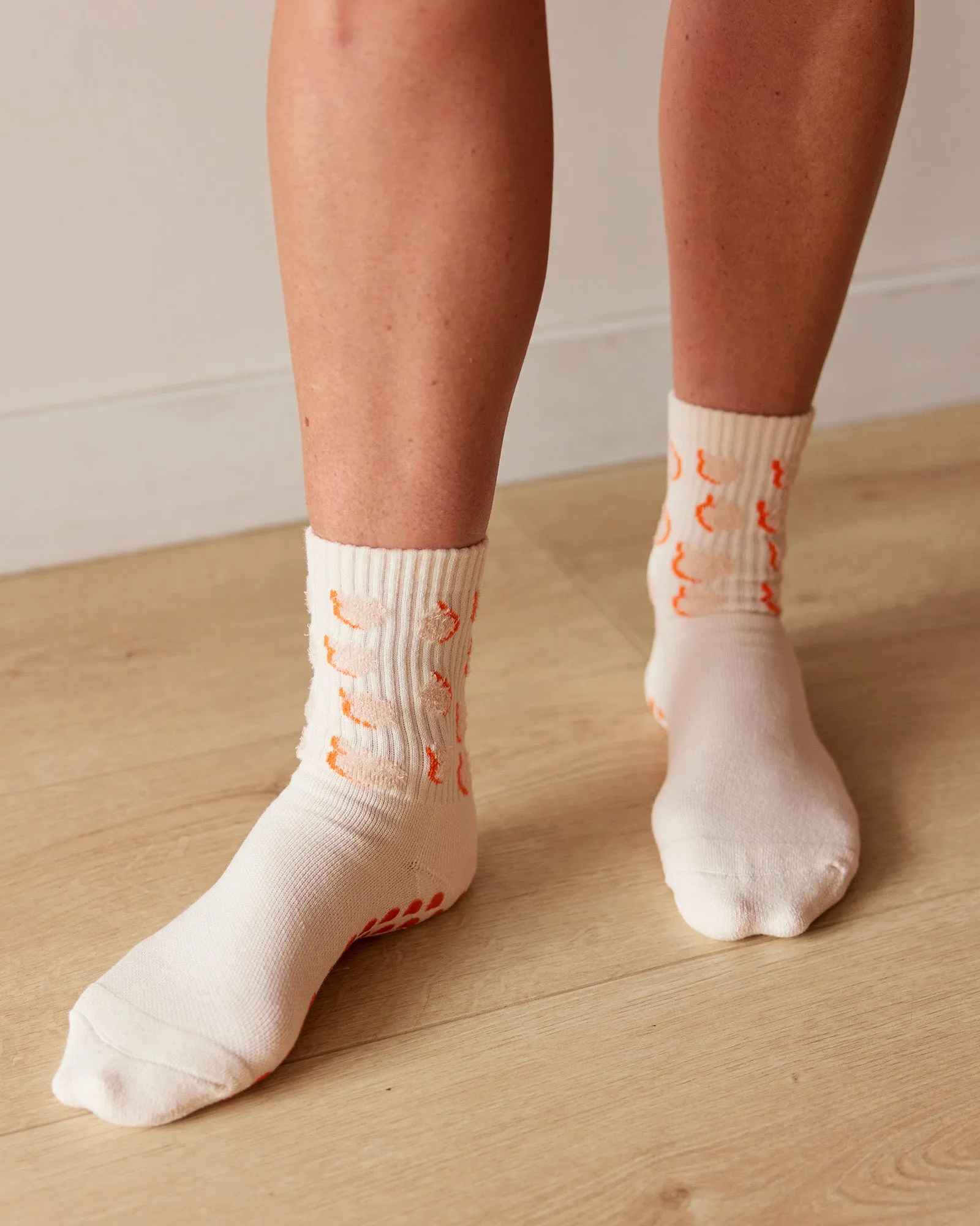 Love Peaches Pilates Grip Socks - Ivory-Orange sold by LSKD product image thumbnail 5