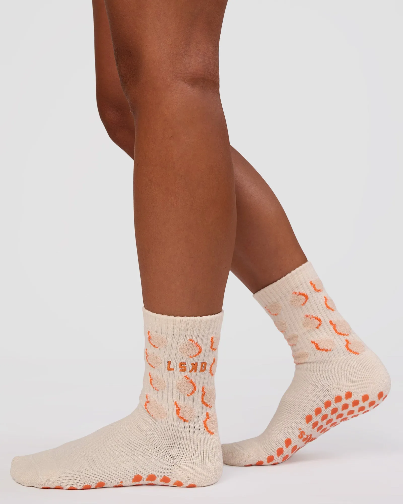 Love Peaches Pilates Grip Socks - Ivory-Orange sold by LSKD product image thumbnail 4