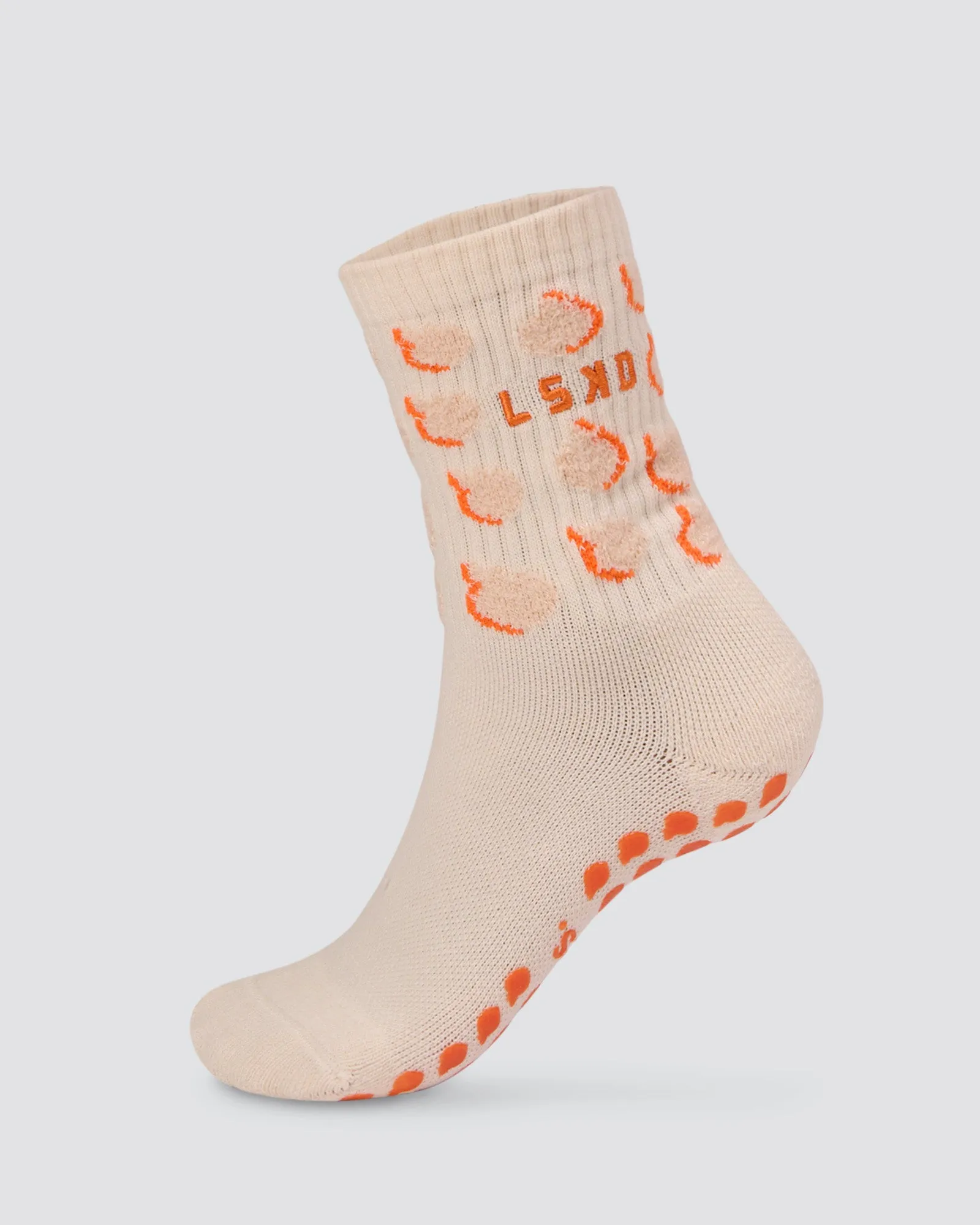 Love Peaches Pilates Grip Socks - Ivory-Orange sold by LSKD