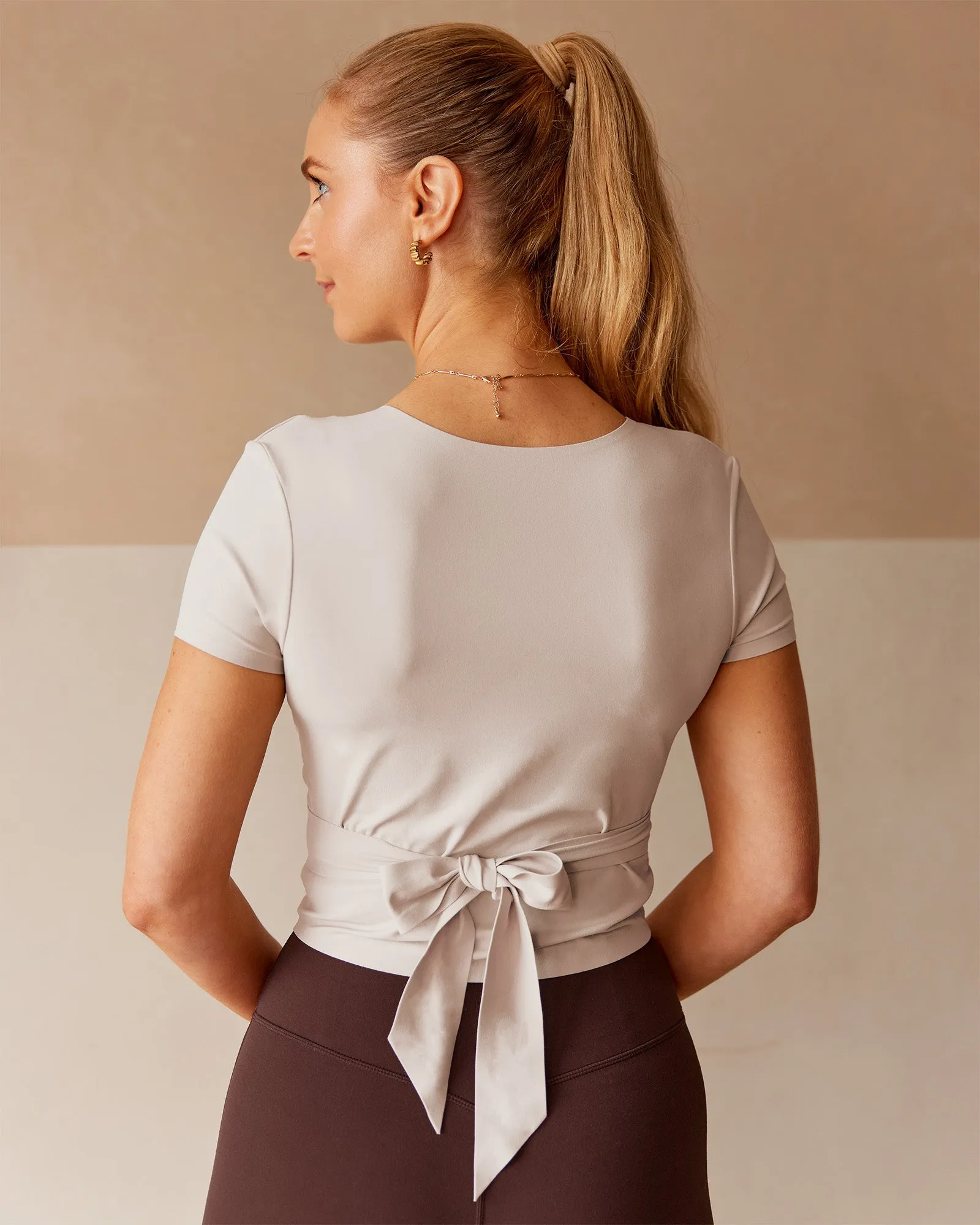Peaches Wrap Cinch Top - Shale Beige sold by LSKD product image thumbnail 4