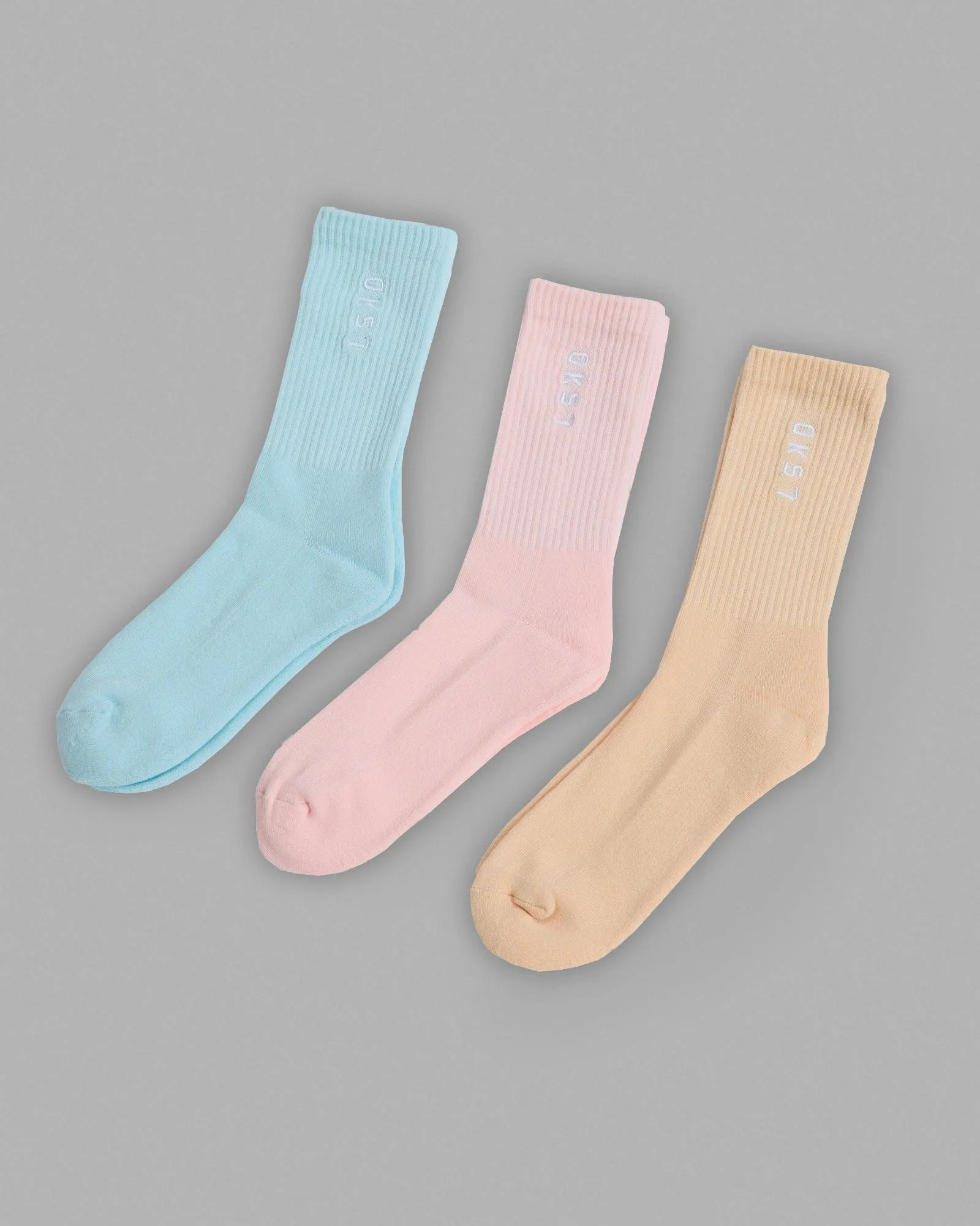 Signal Crew Socks 3 Pack - Pastel-Blue-Pink-Orange sold by LSKD product image thumbnail 5