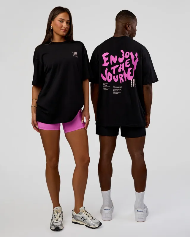 Inferno Journey FLXCotton Oversized Tee - Black-Ultra Fuchsia sold by LSKD