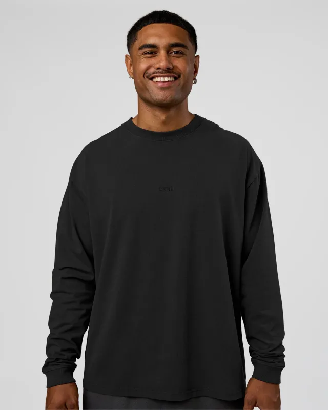 Classic Heavyweight FLXCotton Oversized Long Sleeve Tee - Washed Black-Black sold by LSKD