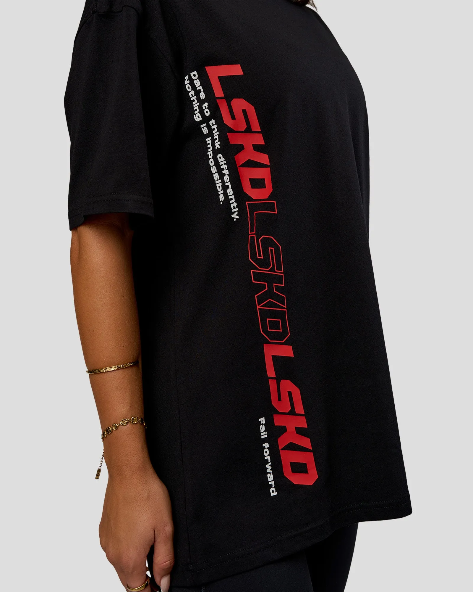 Nothing Is Impossible FLXCotton Oversized Tee - Black-Flame sold by LSKD product image thumbnail 5