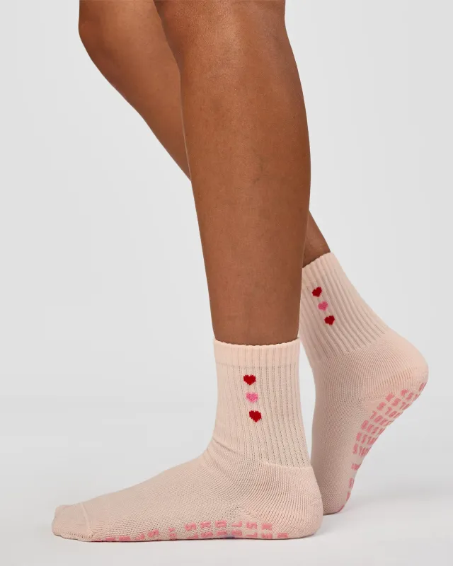 Valentines Pilates Grip Socks - Candy Pink-Flame made by LSKD