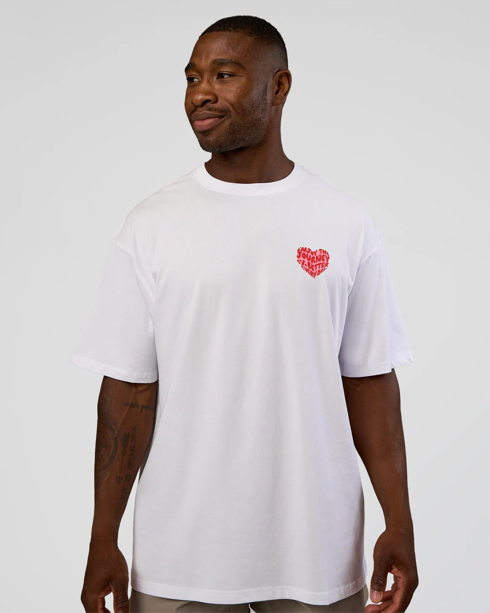Love the Journey FLXCotton Oversized Tee - White-Candy Pink sold by LSKD product image thumbnail 3