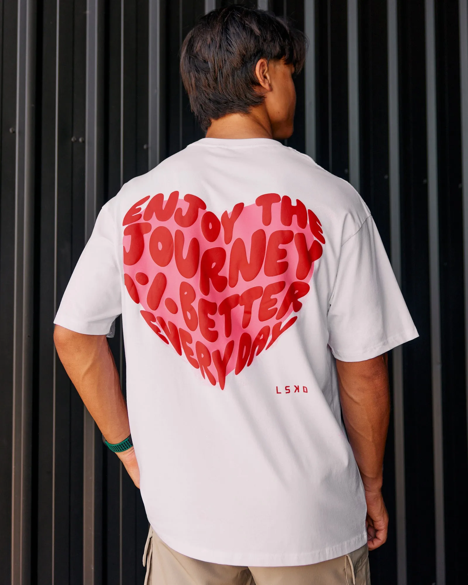 Love the Journey FLXCotton Oversized Tee - White-Candy Pink sold by LSKD product image thumbnail 2