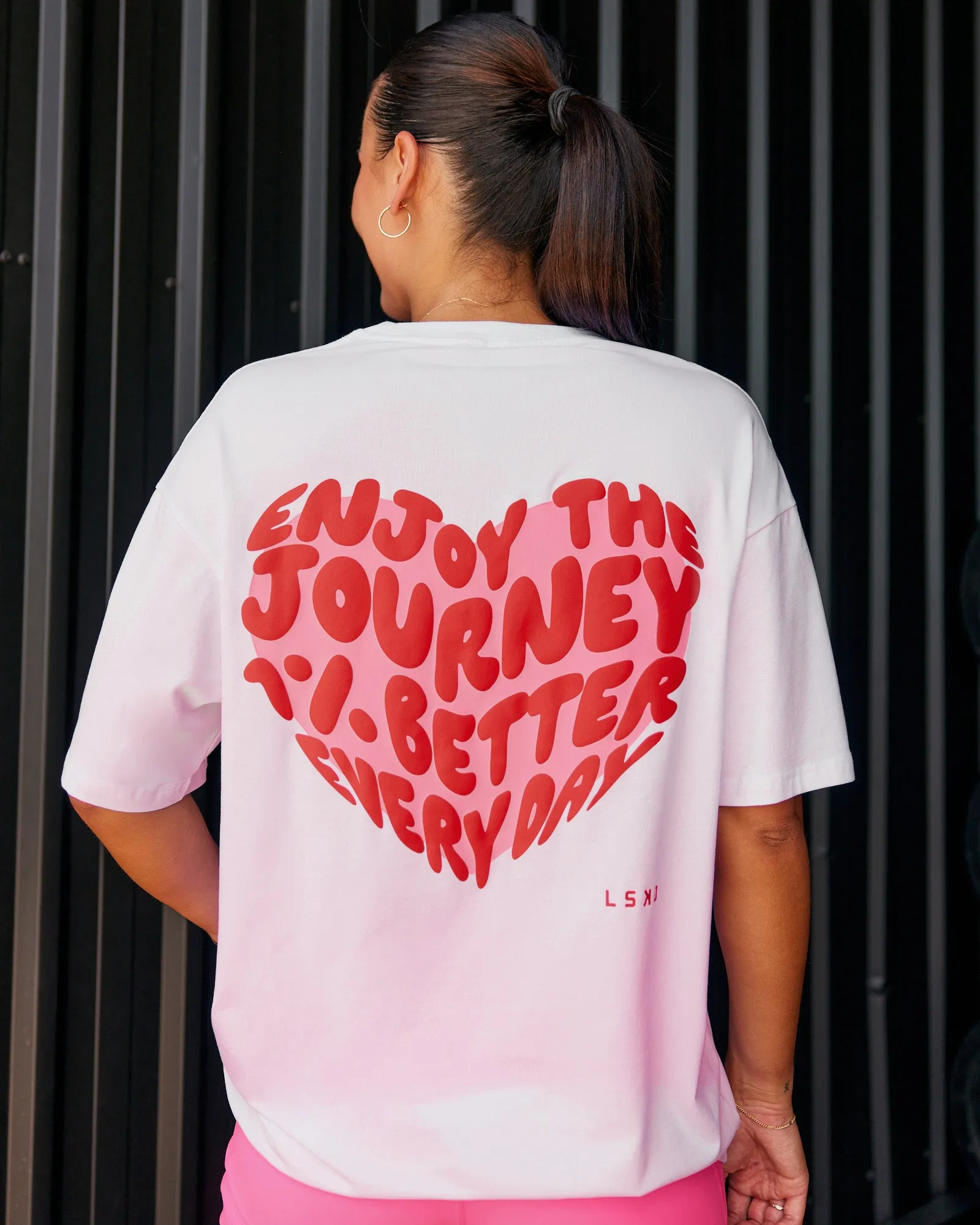 Love the Journey FLXCotton Oversized Tee - White-Candy Pink sold by LSKD product image thumbnail 4