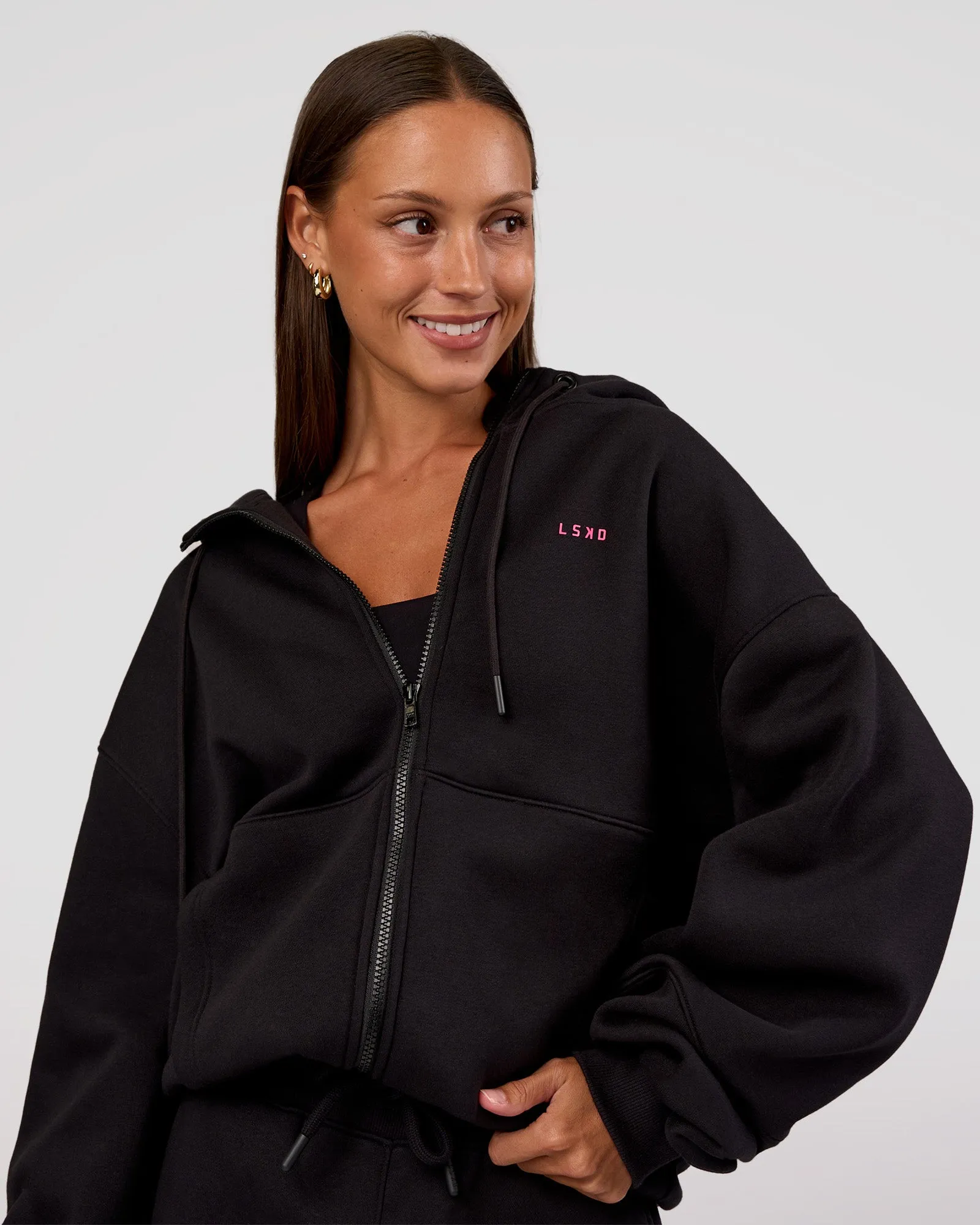 Love The Process Zip Through Hoodie - Black-Sugar Plum sold by LSKD product image thumbnail 2