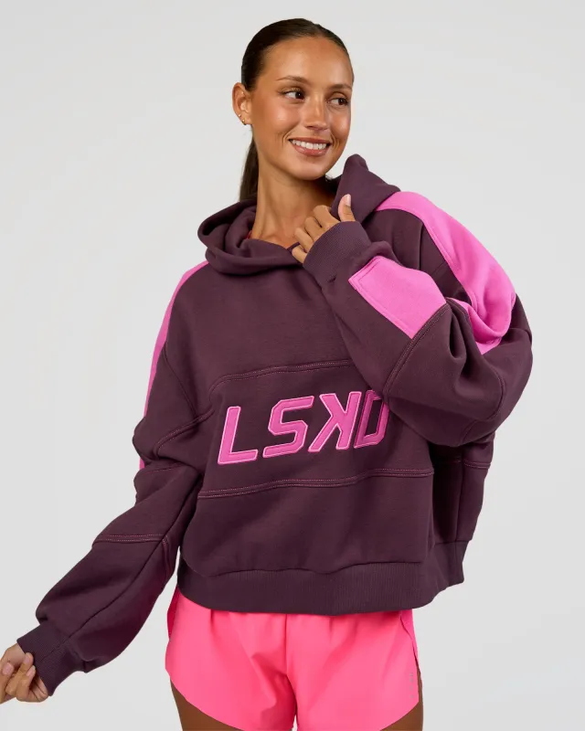 Slam Cropped Oversized Hoodie - Midnight Plum-Ultra Fuchsia sold by LSKD