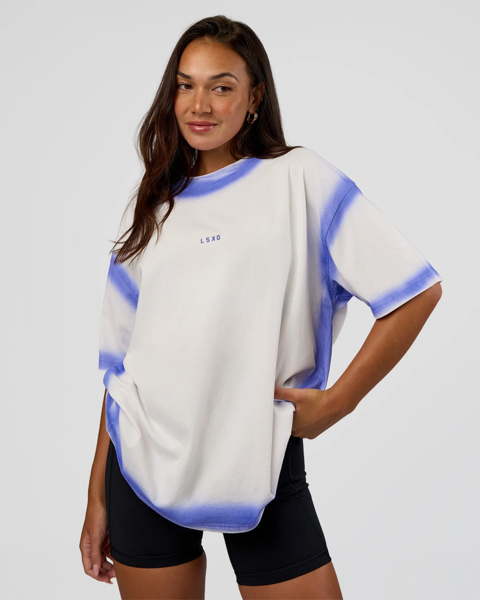 Urban Blur Heavyweight Unisex Oversized Tee - Off White-Power Cobalt sold by LSKD product image thumbnail 4