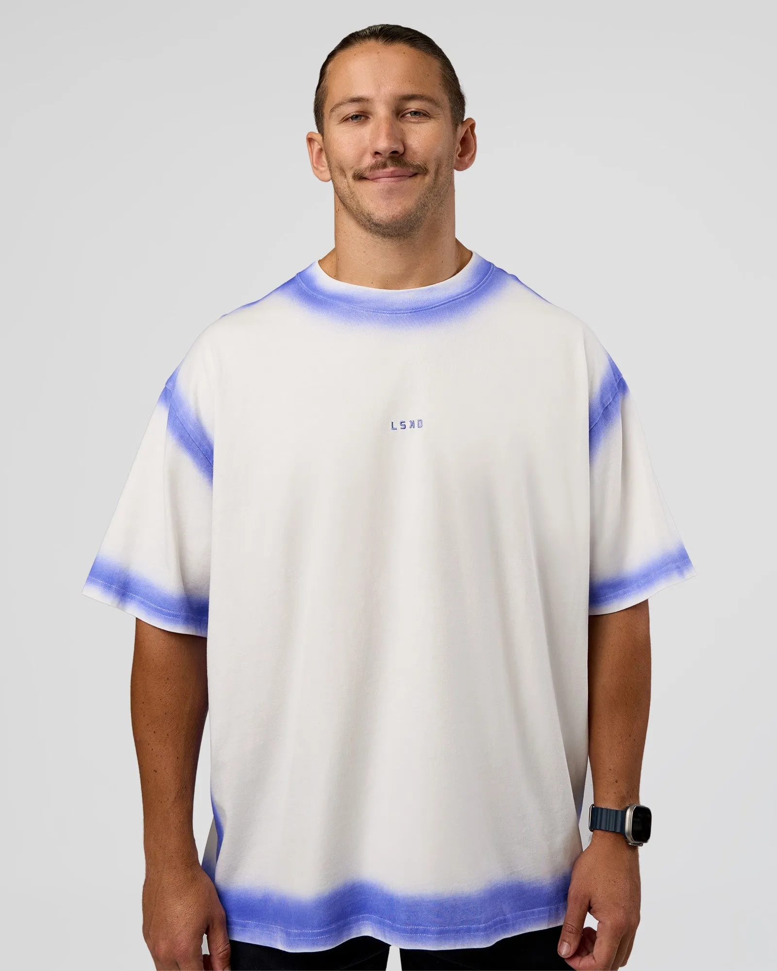 Urban Blur Heavyweight Unisex Oversized Tee - Off White-Power Cobalt sold by LSKD product image thumbnail 2