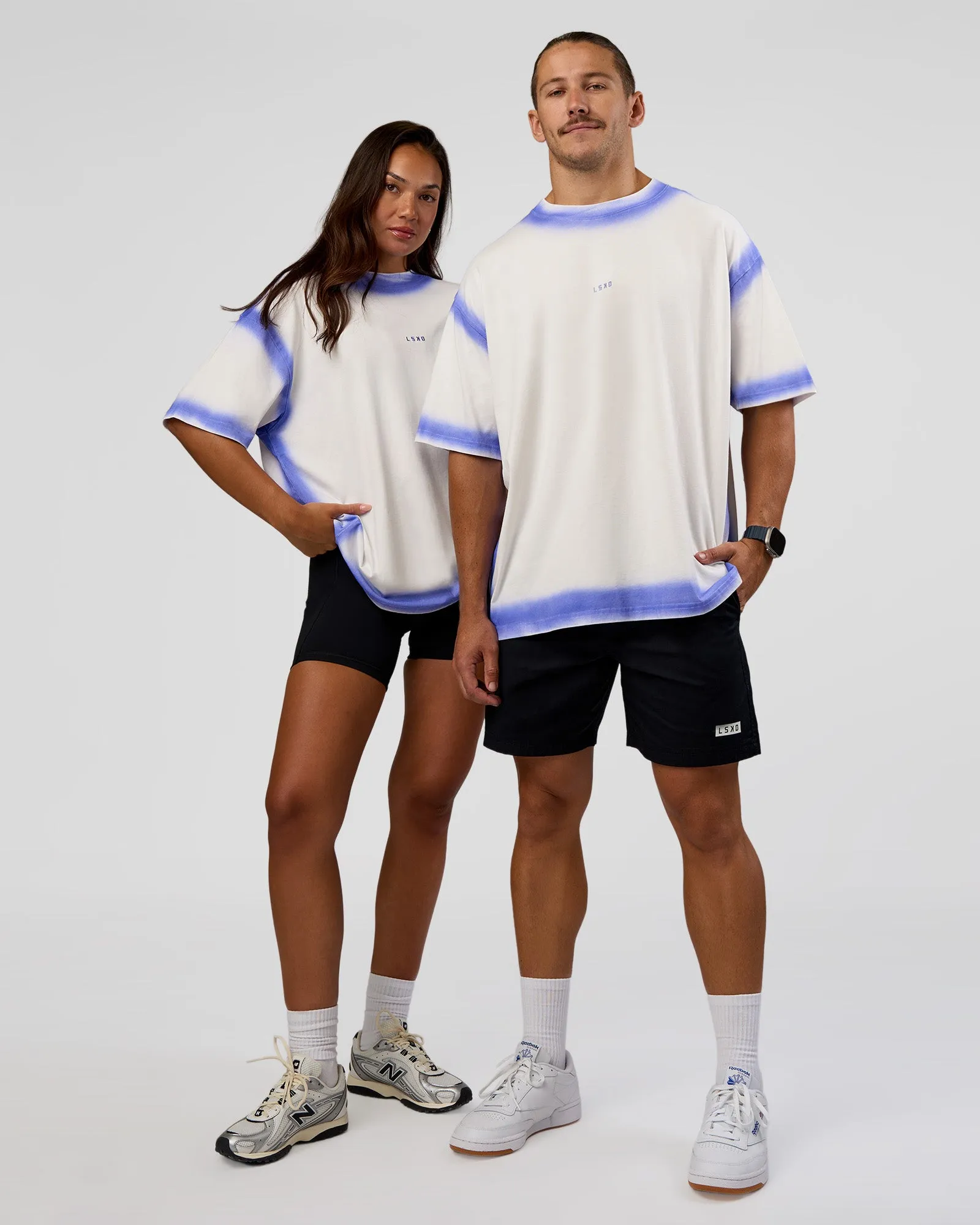 Urban Blur Heavyweight Unisex Oversized Tee - Off White-Power Cobalt sold by LSKD