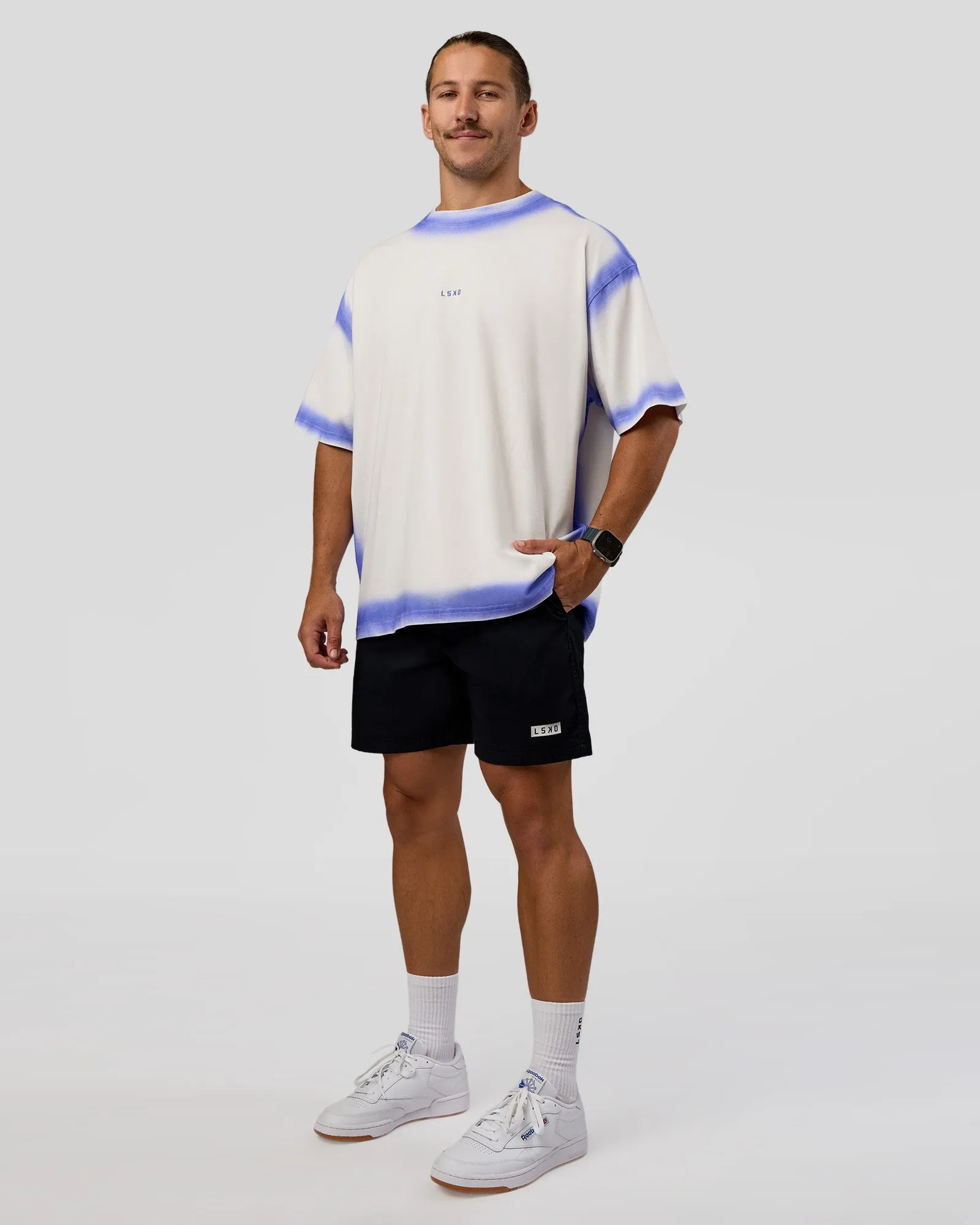 Urban Blur Heavyweight Unisex Oversized Tee - Off White-Power Cobalt sold by LSKD product image thumbnail 3