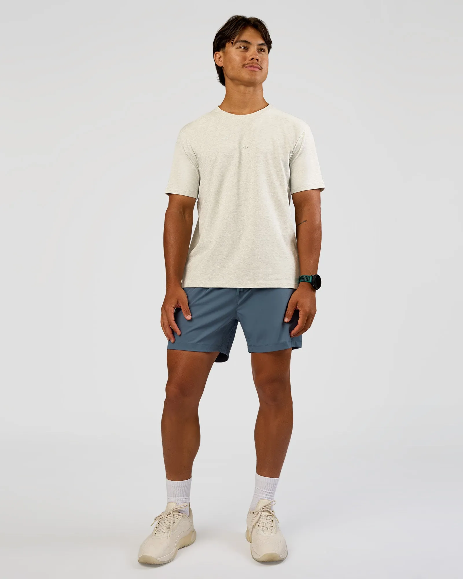 Base Heavyweight FLXCotton Tee Regular Fit -8cm - Silver Marl sold by LSKD product image thumbnail 2